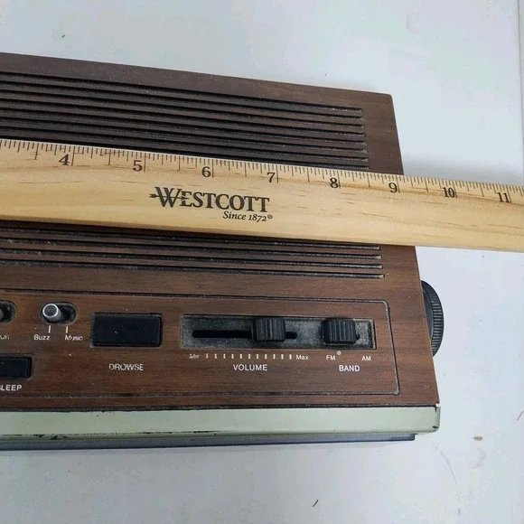 Vintage Westclox Digital Am FM Radio Alarm Clock Wood Grain 80170-01 Tested Work - Picture 15 of 16